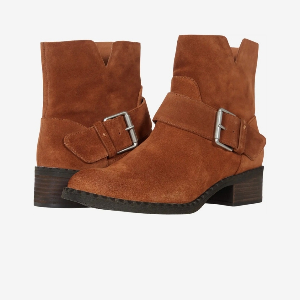 gentle souls Rust Suede Ankle Boots with Buckle